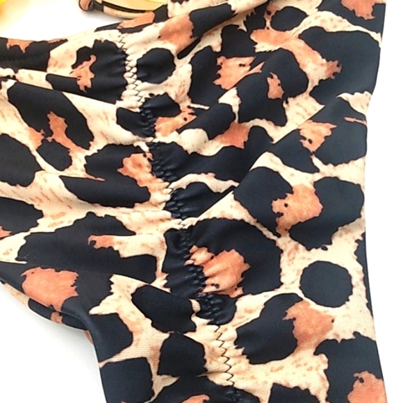 150 HI-CUT LEOPARD HIPSTER RUCHED STRING BIKINI BOTTOM SIZE SMALL NWOT - Picture 5 of 6